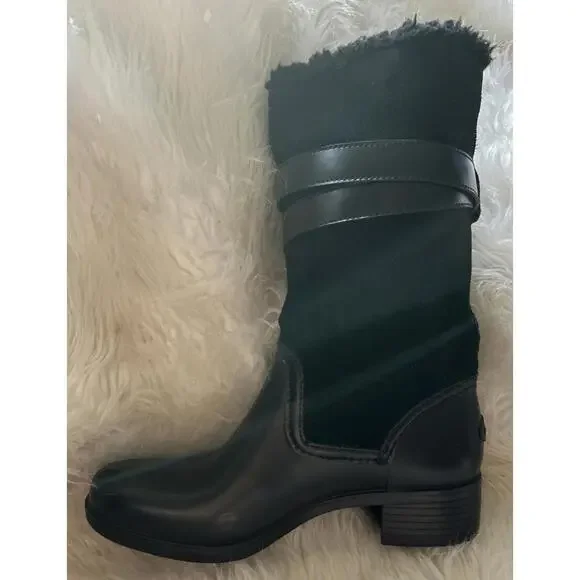 Coach Zena Black Leather, Shearling, Rubber Winter Cold Weather Snow Boots sz 9 - Picture 6 of 10